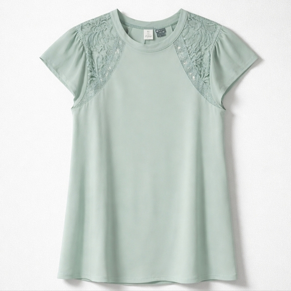 torrid Tops - 175 Torrid 00 M/L Medium Large Mint Lace Accent Blouse